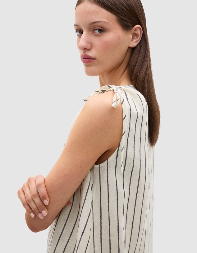 Seed Heritage - Linen Tie Shoulder V Neck Mini Dress