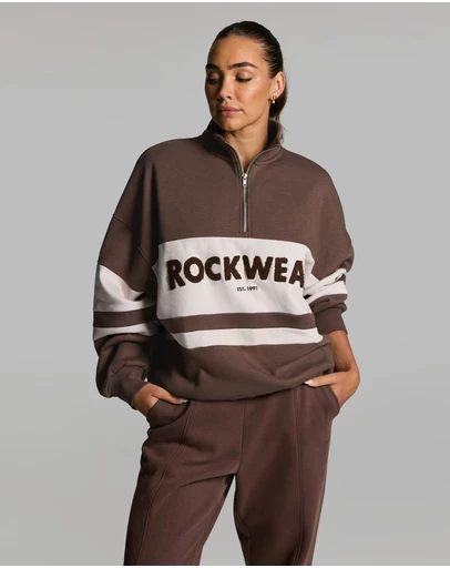 Rockwear - Cosy Fleece Oversized Blocked Half Zip Jumper