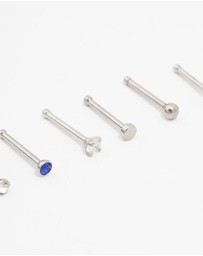 Lovisa - Surgical Steel Heart & Diamante Nose Stud 6-Pack