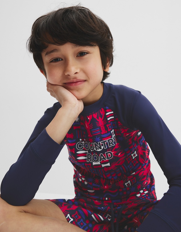 Country Road - Lobster Geometric Rash Vest