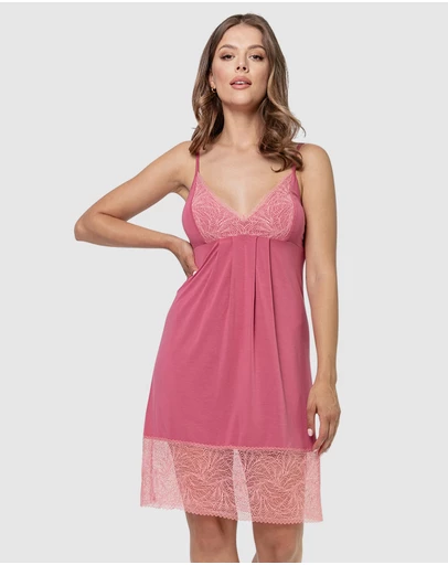 Oh!Zuza - Viscose & Lace Thin Strap Chemise Nightdress