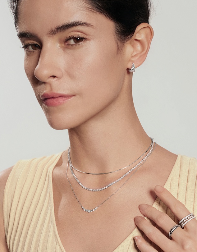 Ania Haie - Silver Half-Bezel Round Tennis Necklace