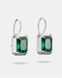 THOMAS SABO - THOMAS SABO Drop Earrings with Green Octagon Stones Silver