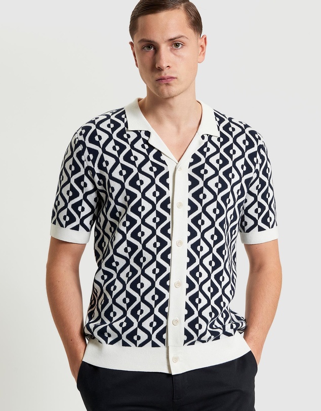 Ben Sherman - Tile Jacquard Resort Knitted Shirt