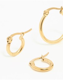 Lovisa - Gold Plated Surgical Steel Clasp Hoop Earrings 2-Pack