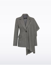 Carla Zampatti - Grey Melange Wool Suiting Scarf Jacket