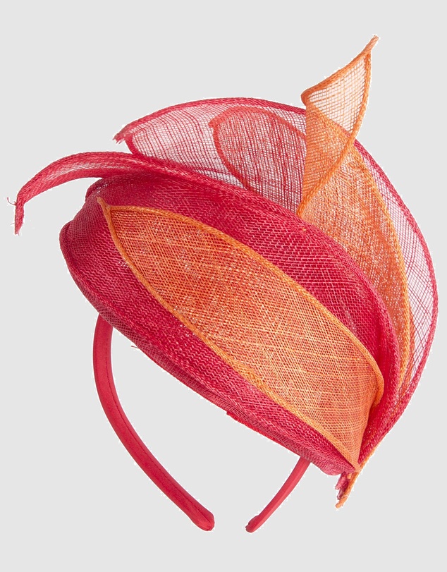 Max Alexander - Pillbox Red Orange Racing Fascinator