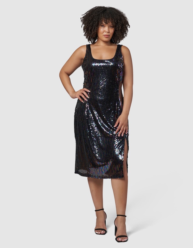 Pink Dusk by Curve Project - Desired Midi Sequin Dress