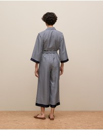 Trenery - Silk Stripe Cropped Pant in Night Sky