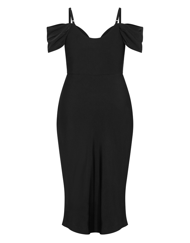 City Chic - Plus size Marisa Cold Shoulder Midi Dress - black