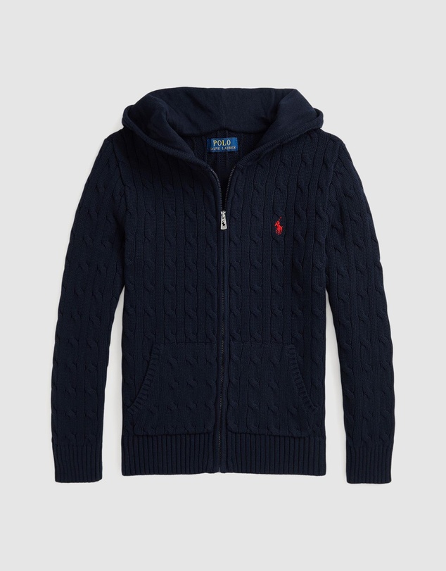 Polo Ralph Lauren - Cable Cotton Hooded Full-Zip Sweater - ICONIC EXCLUSIVE - Teens