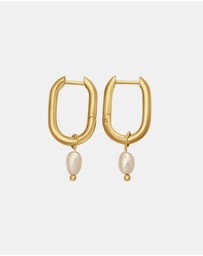 Zoe Olivia - Waterproof Freshwater Pearl Oval Hoops