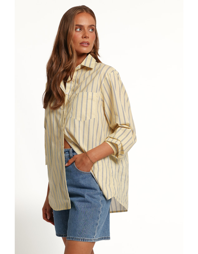 Petal & Pup - Palmer Button Down Shirt - Butter Yellow Stripe