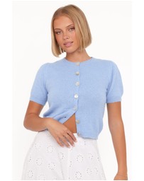 Petal & Pup - Zena Puff Sleeve Cardigan - Cornflower Blue