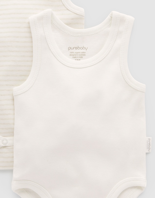 Purebaby - Rib Bodysuit 2 pack - Babies