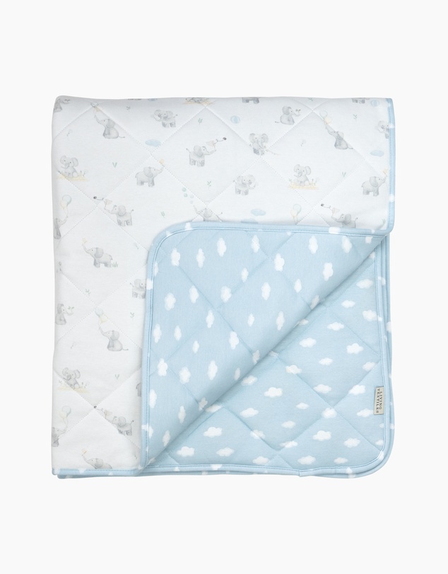 Living Textiles - Reversible Quilted Cot Comforter - Elephant Playtime