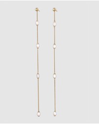 Elli Jewelry - Earrings Stud White Freshwater Pearls 925 Sterling Silver Gold Plated