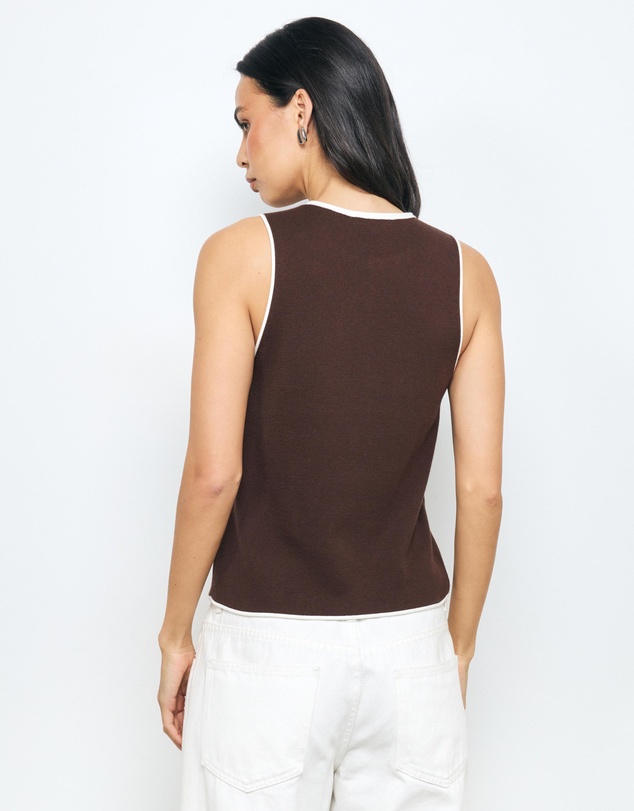 AERE - Veya Contrast Organic Cotton Knit Top