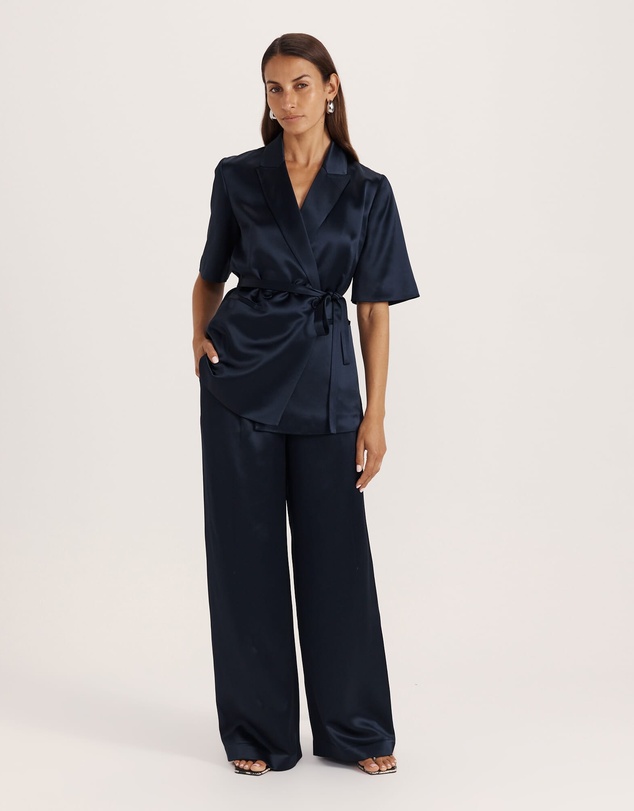 SABA - Sallee Satin Short Sleeve Belted Jacket