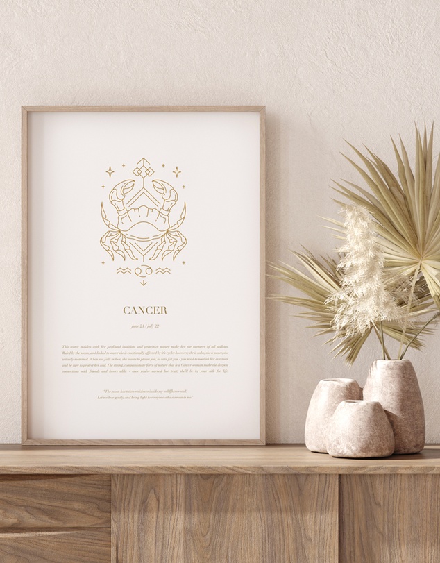 Olive et Oriel - Cancer Celestial Zodiac Art Print A3