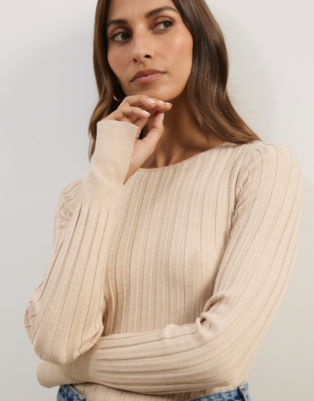 Atmos&Here - Rumi Long Sleeve Fitted Rib Knit Top