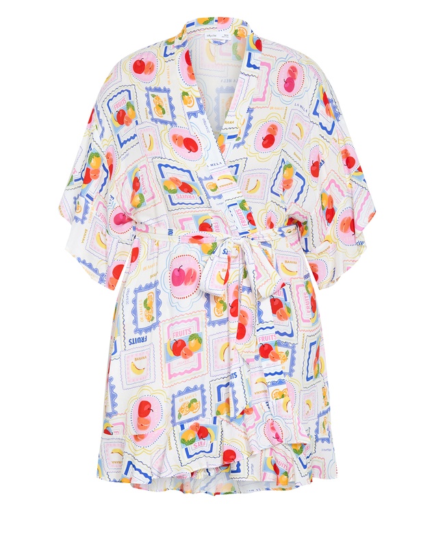 City Chic - Kitty Citrus Print Sleep Kimono