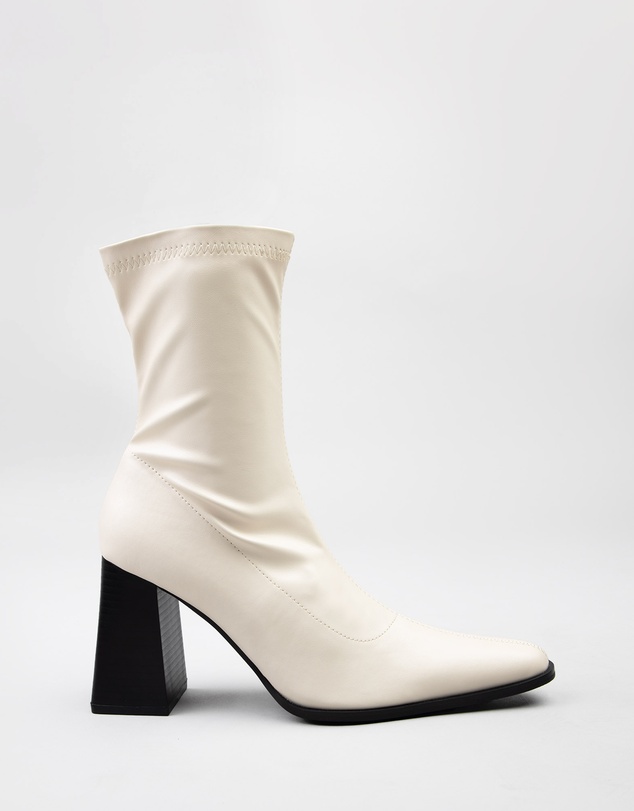 RAID - Whisper Block heeled ankle boots in cream