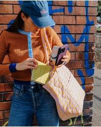 Mosey Me - Kumquat Bloom Seersucker Quilted Bag