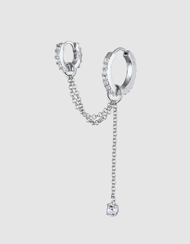 Elli Jewelry - Earrings Earcuff Single with Crystals 925 Sterling Silver