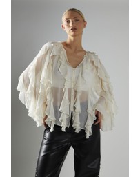 Glamorous - V-neck Button front Ruffle Blouse