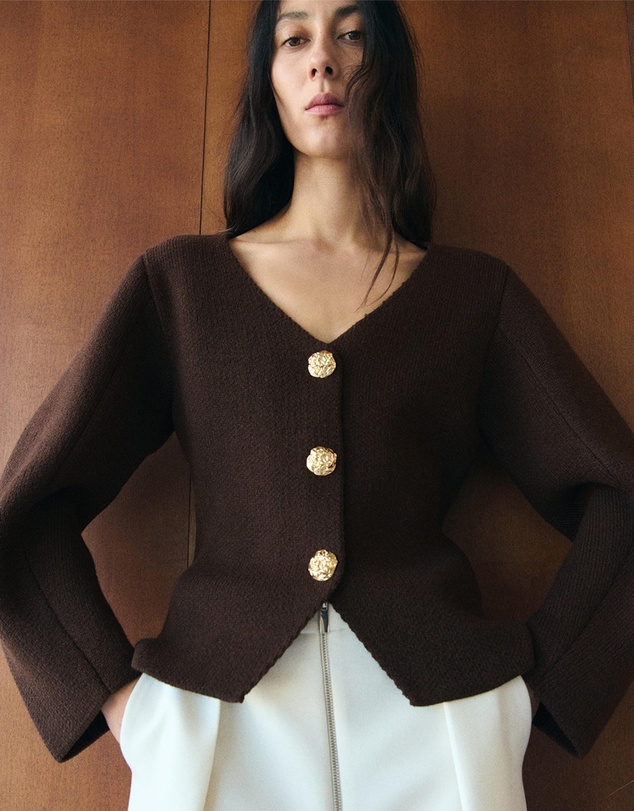 M.N.G - Knitted Jacket With Jewel Buttons