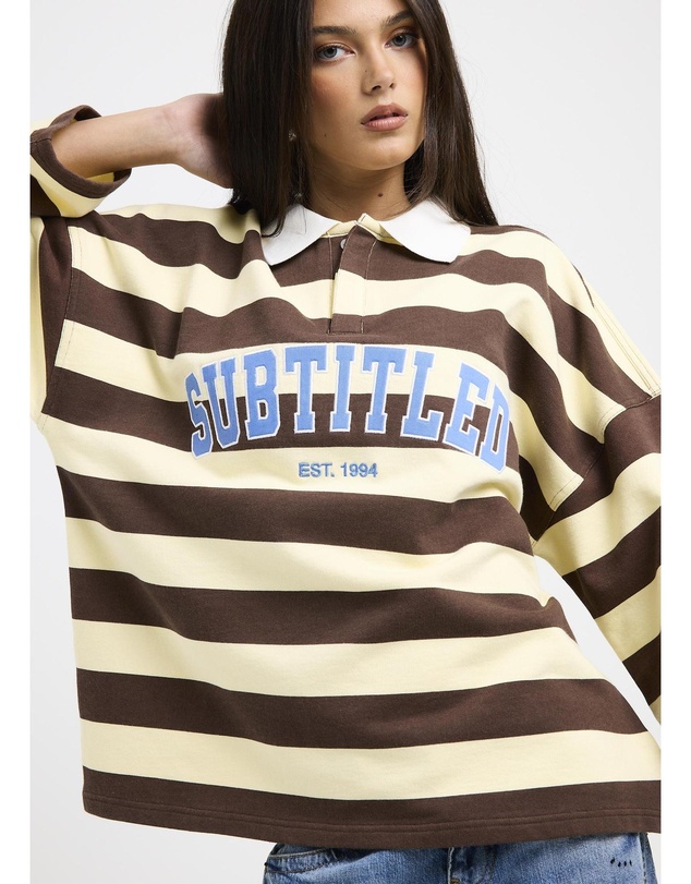 Subtitled - Portland Striped Polo Sweat Shirt