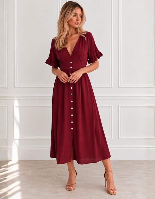 Esther & Co - Korbela Dress - Bordeaux