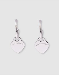 Von Treskow - Open hoop studs with VT flat heart