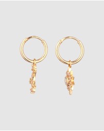 Elli Jewelry - Earrings Hoops Zirconia Moon 925 Sterling Silver Gold-Plated