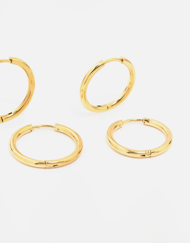 Lovisa - Waterproof Gold Plated Stainless Steel Mini Hoop Earrings 2-Pack