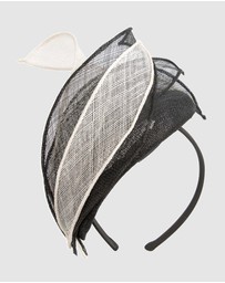 Max Alexander - Pillbox Black White Racing Fascinator