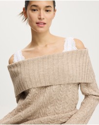 Cotton On - Fluffy Cable Off Shoulder Knit