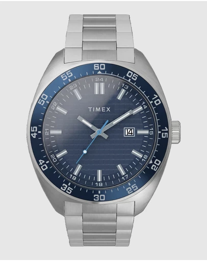 TIMEX - Weston 45mm Blue Dial Stainless Steel Bracelet Watch