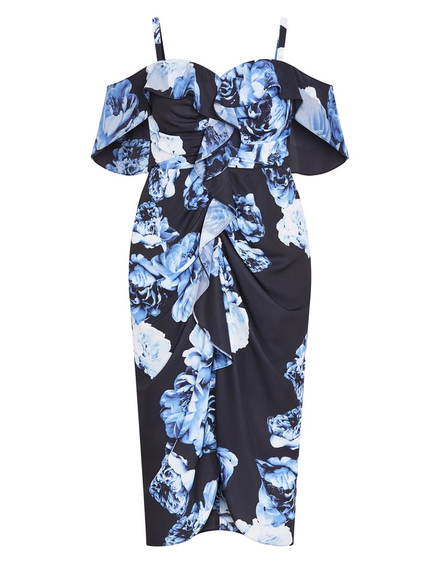 City Chic - Gina Print Off Shoulder Dress