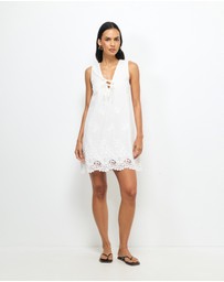 AERE - Delilah Embroidered Cotton Lace Mini Dress