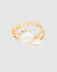 Lovisa - Gold Plated Double Pearl Wrapped Ring