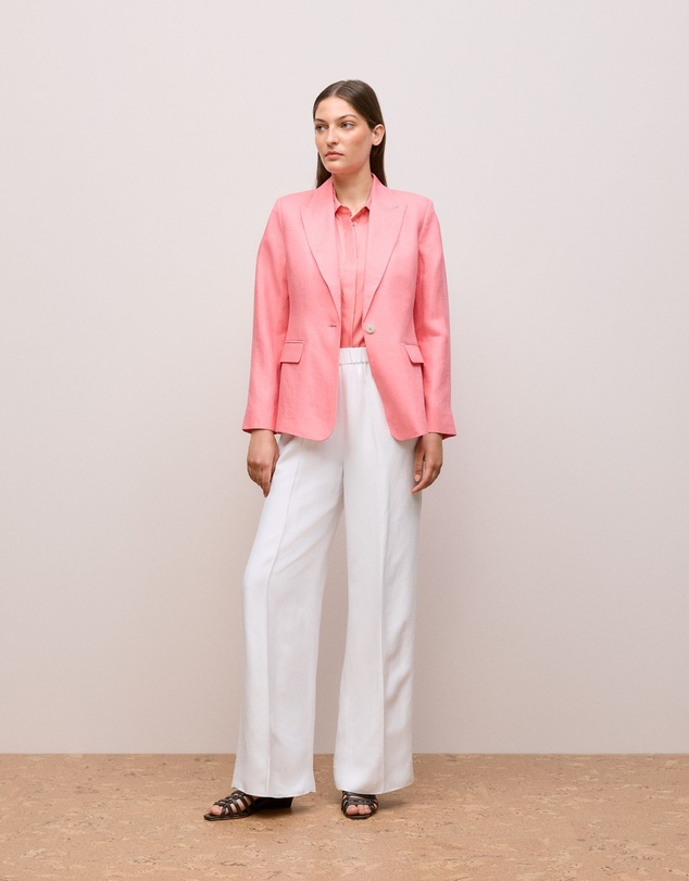 Trenery - Silk Twill Cap Sleeve Shirt in Pink Peony