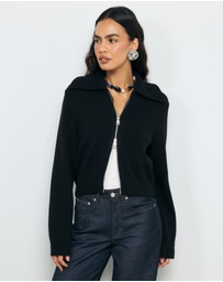 AERE - Lali Organic Cotton Zip Knit Cardigan