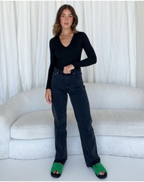 Dazie - Call On Me Long Sleeve V-Neck Bodysuit