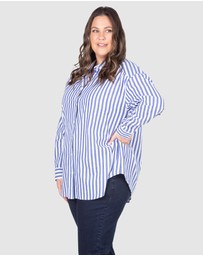 Love Your Wardrobe - Carrie Stripe Drop Shoulder Cotton Shirt