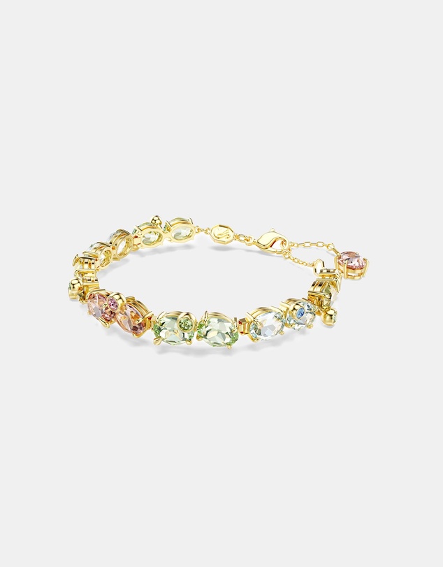 Swarovski - Gema Tennis Bracelet, Mixed Cuts, Multicolored, Gold-Tone Plated