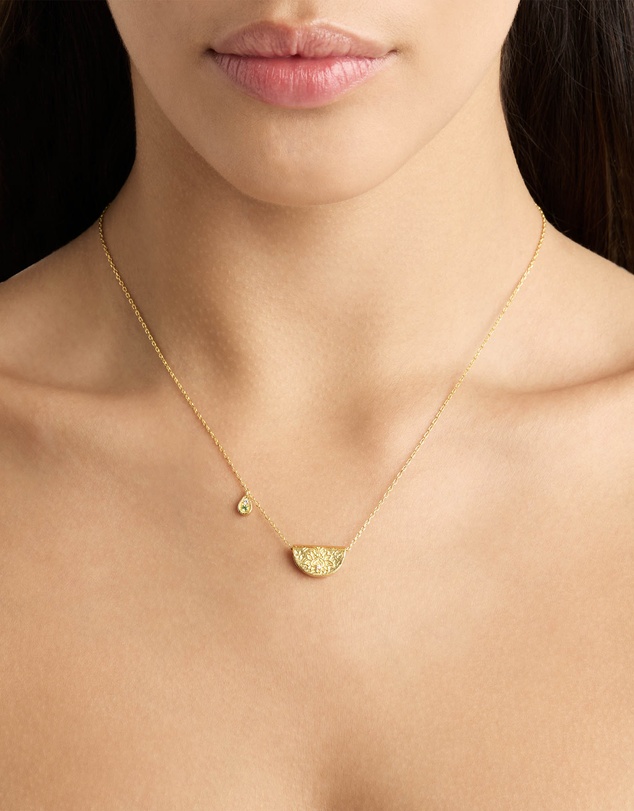 By Charlotte - Gold Lotus Birthstone Necklace - August