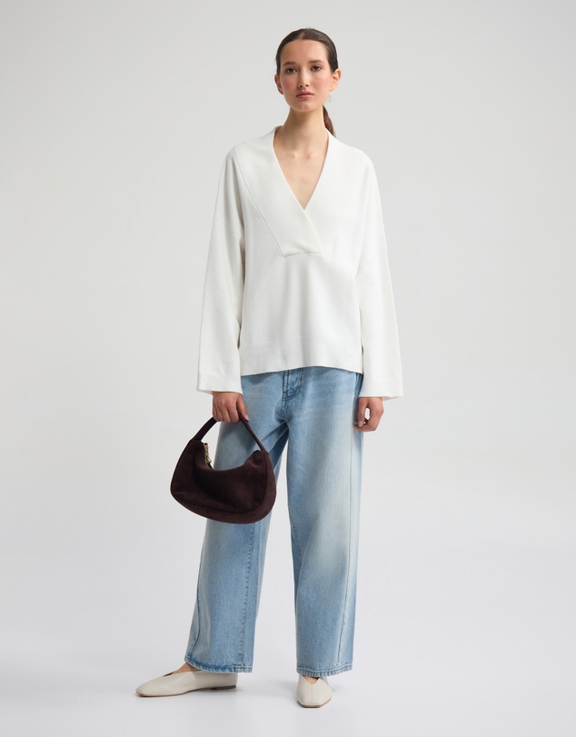 Oxford - Pia Cotton V-Neck Knit