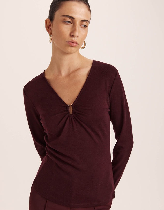 SABA - Coco Wool Ruched Long Sleeve Top